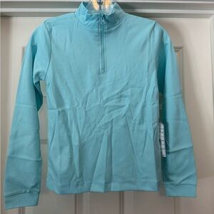NWT Classic Prep Boys Cotton Aqua Blue Quarter-Zip Pullover Size 10